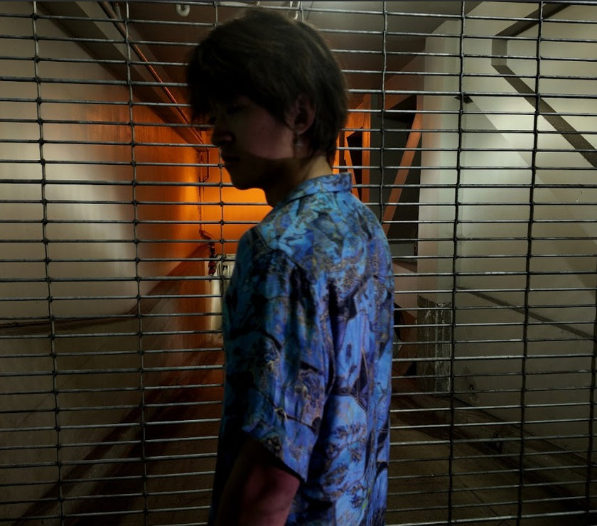 "Azure Memoirs" Silk Reflective Shirt