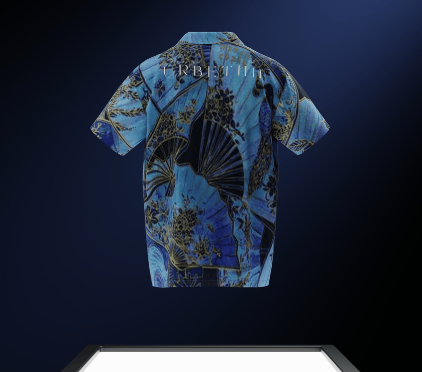 "Azure Memoirs" Silk Reflective Shirt