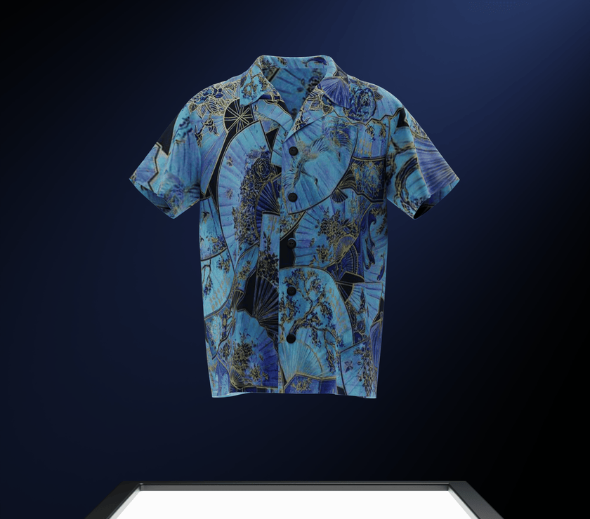 "Azure Memoirs" Silk Reflective Shirt