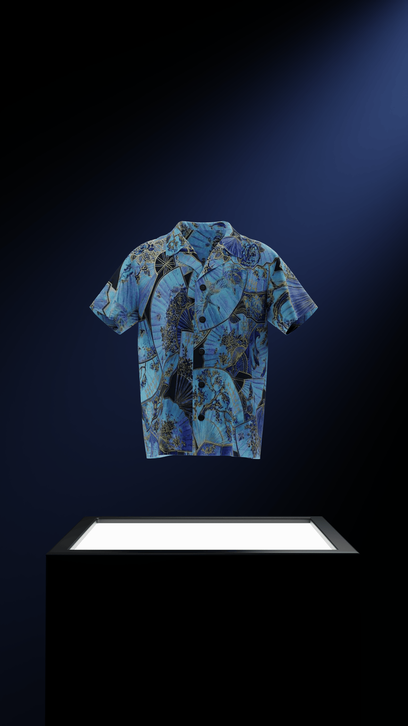 "Azure Memoirs" Silk Reflective Shirt